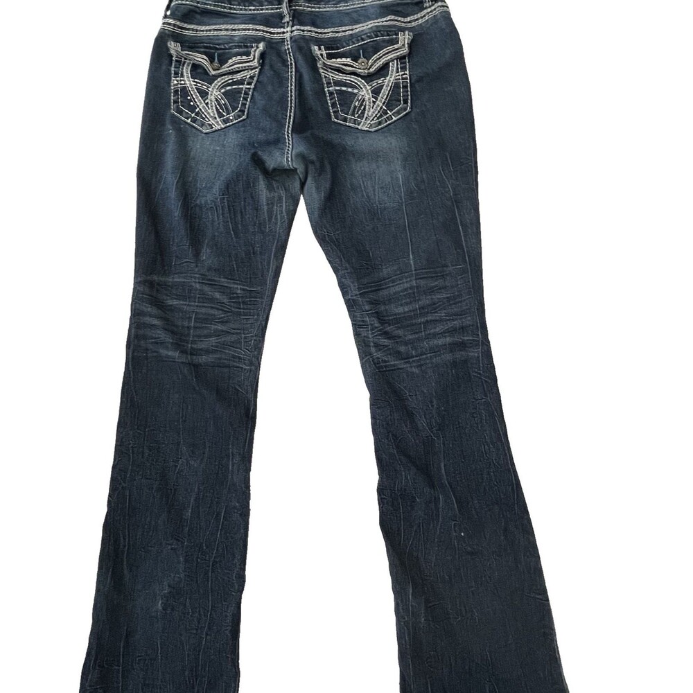 Ariya Jeans 13/14 Low Rise Bootcut Embroidered Denim Y2K Grunge Distressed - Picture 2 of 16